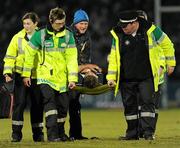 20 February 2010; An injured Sean O'Brien, Leinster, is taken from the pitch. Celtic League, Leinster v Scarlets. RDS, Dublin. Picture credit: Stephen McCarthy / SPORTSFILE