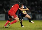 20 February 2010; Fergus McFadden, Leinster, is tackled by David Lyons, Scarlets. Celtic League, Leinster v Scarlets. RDS, Dublin. Picture credit: Stephen McCarthy / SPORTSFILE