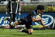 20 February 2010; Isa Nacewa, Leinster, scores his side's first try. Celtic League, Leinster v Scarlets. RDS, Dublin. Picture credit: Stephen McCarthy / SPORTSFILE