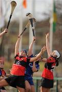 21 February 2010; Siobhan McGrath, left, and Deirdre Fahey, UCC, in action against Kellyanna Cottrell, WIT. Ashbourne Cup Final Waterford Institute of Technology v University College Cork. Cork Institute of Technology, Cork. Picture credit: Stephen McCarthy / SPORTSFILE