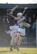 21 February 2010; Tony Og Gegan, Galway, contests a dropping ball with Brian O'Sullivan, Limerick. Allianz GAA Hurling National League, Division 1 Round 1, Limerick v Galway, John Fitzgerald Park, Kilmallock, Co. Limerick. Picture credit: Brendan Moran / SPORTSFILE