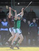 21 February 2010; Thomas O'Brien, Limerick, in action against Kevin Hynes, Galway. Allianz GAA Hurling National League, Division 1 Round 1, Limerick v Galway, John Fitzgerald Park, Kilmallock, Co. Limerick. Picture credit: Brendan Moran / SPORTSFILE