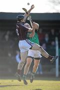 21 February 2010; Tony Og Gegan, Galway, contests a dropping ball with Brian O'Sullivan, Limerick. Allianz GAA Hurling National League, Division 1 Round 1, Limerick v Galway, John Fitzgerald Park, Kilmallock, Co. Limerick. Picture credit: Brendan Moran / SPORTSFILE