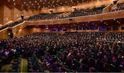 11 March 2016; A general view of the 10th Annual Terenure College ‘Leaders On Our Level’ at the Convention Centre. The event, completely organised by the transition year students of Terenure College in Dublin, saw a series of speakers inspire and motivate the 2000 students in attendance. Special guests included adventurer Mark Pollock, musician and author Bressie, ex Ireland Women’s Rugby Captain Fiona Coghlan, Kerry footballing Legend Colm Cooper, Fiona Carey, Director of Operations, Microsoft, sports psychologist Enda McNulty, Michael Carey, Chairman, Bord Bia, Donna Reilly, HR Business Partner, AIB, Fr. Peter McVerry and Bernard Byrne, Chief Executive, AIB. Convention Centre, Dublin.  Picture credit: Ramsey Cardy / SPORTSFILE