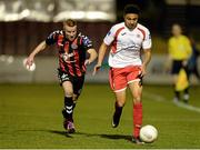 11 March 2016; Tobi Adebayo-Rowling, Sligo Rovers, in action against Lorcan Fitzgerald, Bohemians. SSE Airtricity League Premier Division, Bohemians v Sligo Rovers. Dalymount Park, Dublin.  Picture credit: Seb Daly / SPORTSFILE