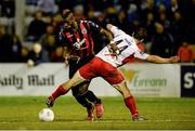 11 March 2016; Ismahil Akinade, Bohemians, is fouled by Gavin Peers, Sligo Rovers. SSE Airtricity League Premier Division, Bohemians v Sligo Rovers. Dalymount Park, Dublin.  Picture credit: Seb Daly / SPORTSFILE