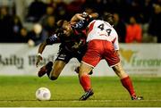 11 March 2016; Ismahil Akinade, Bohemians, is fouled by Gavin Peers, Sligo Rovers. SSE Airtricity League Premier Division, Bohemians v Sligo Rovers. Dalymount Park, Dublin.  Picture credit: Seb Daly / SPORTSFILE