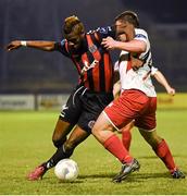 11 March 2016; Ismahil Akinade, Bohemians, in action against Gavin Peers, Sligo Rovers. SSE Airtricity League Premier Division, Bohemians v Sligo Rovers. Dalymount Park, Dublin.  Picture credit: Seb Daly / SPORTSFILE