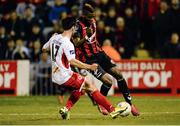 11 March 2016; Ismahil Akinade, Bohemians, in action against Jimmy Keohane, Sligo Rovers. SSE Airtricity League Premier Division, Bohemians v Sligo Rovers. Dalymount Park, Dublin.  Picture credit: Seb Daly / SPORTSFILE