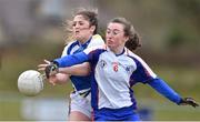 12 March 2016; Maura-Marie Maher, Mary Immaculate College Limerick, in action against Elaine Crowley, St Patrick's College. Giles Cup Final 2016, St Patrick's College, Drumcondra v Mary Immaculate College, Limerick. John Mitchels GAA Club, Tralee, Co. Kerry. Picture credit: Brendan Moran / SPORTSFILE