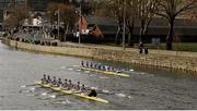 12 March 2016; UCD on their way to defeating Trinity College Dublin in the Gannon Cup. Annual Colours Boat Race. River Liffey, Dublin. Picture credit: Piaras Ó Mídheach / SPORTSFILE