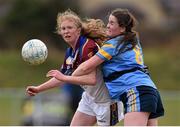 12 March 2016; Twin sisters Louise Ward, left, University of Limerick, and Nicola Ward, University College Dublin, in action against each other during the game. O'Connor Cup Final 2016 - University of Limerick v University College Dublin. John Mitchels GAA Club, Tralee, Co. Kerry. Picture credit: Brendan Moran / SPORTSFILE