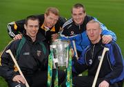 26 February 2010; GAA Stars, from left, Neill McManus, Antrim, Henry Shefflin, Kilkenny, David O'Callaghan, Dublin, and John Mullane, Waterford, with the Liam MacCarthy Cup at the announcement of a new partnership with Centra and its 558 retail partners. Centra have been confirmed as an official sponsor of the GAA Hurling All-Ireland Championship. Croke Park, Dublin. Picture credit: Ray McManus / SPORTSFILE