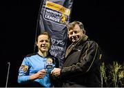 12 March 2016; Player of the Match Áine O'Gorman, UCD Waves, is presented with her award by Eddie Ryan, Marketing Director, Advance Pitstop. Player of the Match at Continental Tyres Women's National League, UCD Waves v Peamount United. Jackson Park, Glenamuck Road, Kilternan, Co. Dublin. Picture credit: Piaras Ó Mídheach / SPORTSFILE