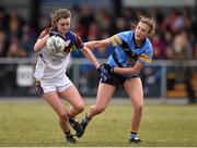 12 March 2016; Clodagh McManamon, University of Limerick, in action against Lucy Collins, University College Dublin. O'Connor Cup Final 2016, University of Limerick v University College Dublin. John Mitchels GAA Club, Tralee, Co. Kerry. Picture credit: Brendan Moran / SPORTSFILE