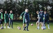 1 March 2010; Republic of Ireland manager Giovanni Trapattoni during squad training ahead of their international friendly match against Brazil on Tuesday. Arsenal Training Centre, Bell Lane, London Colney, St. Alban’s, London. Picture credit: David Maher / SPORTSFILE