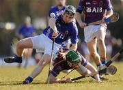 5 March 2010; Kieran Grehan, Waterford IT, in action against Seamus Hickey, UL. Ulster Bank Fitzgibbon Cup Semi-Final, Waterford Institute of Technology v University of Limerick, Dangan GAA Grounds, Dangan, Co. Galway. Picture credit: Pat Murphy / SPORTSFILE