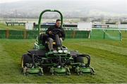 15 March 2016; The course grass is cut ahead of Day 1 at the Cheltenham Festival 2016. Prestbury Park, Cheltenham, Gloucestershire, England. Picture credit: Cody Glenn / SPORTSFILE