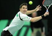 6 March 2010; Barry King, Ireland, in action against Haluk Akkoyun / Marseli Ilhan, Turkey. Davis Cup, Europe/Africa Zone, Group Two, James McGee / Barry King v Haluk Akkoyun / Marseli Ilhan, Ireland v Turkey, Fitzwilliam LTC, Dublin. Photo by Sportsfile