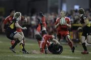 6 March 2010; Denis Hurley, Munster, finds Paul Warwick in support. Celtic League, Newport Gwent Dragons v Munster, Rodney Parade, Newport, Wales. Picture credit: Steve Pope / SPORTSFILE