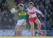 7 March 2010; David O'Callaghan, Kerry, in action against Charles Kielt, Derry. Allianz GAA Football National League, Division 1, Round 3, Kerry v Derry, Austin Stack Park, Tralee, Co. Kerry. Picture credit: Brendan Moran / SPORTSFILE