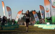 7 March 2010; Mark Kenneally, Clonliffe Harriers A.C., celebrates on his way to winning the Woodie’s DIY/AAI Senior Men Inter Club Cross Country Championships. The Phoenix Park, Dublin. Picture credit: Stephen McCarthy / SPORTSFILE