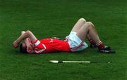 6 May 2001; Mark O'Sullivan of Cork dejected after the All-Ireland Vocational Schools Hurling Final match between Cork and Galway at the Gaelic Grounds in Limerick. Photo by Ray McManus/Sportsfile