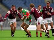 29 April 2001; James Gill of Mayo is tackled by Lorcan Colleran of Galway during the Allianz GAA National Football League Division 1 Final match betweem Mayo and Galway at Croke Park in Dublin. Photo by Ray McManus/Sportsfile