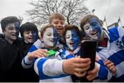 16 March 2016; Blackrock College supporters, from left, Eoghan Walsh, Ramon Sierra, James Heavey, Evan Lyons, Conor Yaxley and Charlie O'sullivan, all age 11, take a 'selfie' ahead of the match. Bank of Ireland Leinster Schools Junior Cup Final 2016, Blackrock College v St Michael's College, Donnybrook Stadium, Donnybrook, Dublin. Picture credit: David Fitzgerald / SPORTSFILE