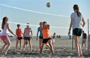 16 March 2016; Caroline O'Hanlon, centre, Armagh, playing volleyball during beachside activities on Coronado Beach on Coronado Island. TG4 Ladies Football All-Star Tour. San Diego, California, USA. Picture credit: Brendan Moran / SPORTSFILE