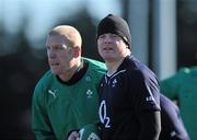 8 March 2010; Ireland captain Brian O'Driscoll with Paul O'Connell during squad training ahead of their RBS Six Nations Rugby Championship match against Wales on Saturday. Ireland rugby squad training, Dr. Hickey Park, Greystones, Co. Wicklow. Picture credit; David Maher / SPORTSFILE