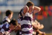 11 March 2010; A dejected David Garty, Clongowes Wood College SJ. Leinster Schools Junior Cup Semi-Final, Clongowes Wood College SJ v Terenure College, Donnybrook Stadium, Donnybrook, Dublin. Picture credit: Stephen McCarthy / SPORTSFILE