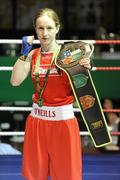 6 March 2010; ynn McEnery, St Pauls, with her 46kg elite women's belt after receiving a walkover. Men's Elite & Women's Novice National Championships 2010 Finals - Saturday Evening Session, National Stadium, Dublin. Picture credit: Stephen McCarthy / SPORTSFILE