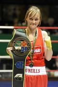 6 March 2010; Ceire Smith, Cavan, with her 54kg elite women's belt after receiving a walkover. Men's Elite & Women's Novice National Championships 2010 Finals - Saturday Evening Session, National Stadium, Dublin. Picture credit: Stephen McCarthy / SPORTSFILE