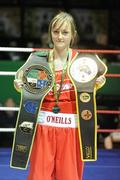 6 March 2010; Ceire Smith, Cavan, with her 54kg elite womens and novice's belts after receiving a walkover. Men's Elite & Women's Novice National Championships 2010 Finals - Saturday Evening Session, National Stadium, Dublin. Picture credit: Stephen McCarthy / SPORTSFILE