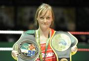 6 March 2010; Ceire Smith, Cavan, with her 54kg elite womens and novice's belts after receiving a walkover. Men's Elite & Women's Novice National Championships 2010 Finals - Saturday Evening Session, National Stadium, Dublin. Picture credit: Stephen McCarthy / SPORTSFILE