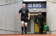 12 March 2010; Ireland's Paul O'Connell, followed by team doctor Dr. Jim McShane, makes his way to the pitch before the squad captain's run ahead of their RBS Six Nations Rugby Championship match against Wales on Saturday. Croke Park, Dublin. Picture credit: Brendan Moran / SPORTSFILE