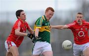 13 March 2010; Johnny Buckley, Kerry, in action against JP Murphy, left, and Eoin Keane, Cork. Cadbury Munster GAA Football Under 21 Quarter-Final, Kerry v Cork, Austin Stack Park, Tralee, Co. Kerry. Picture credit: Matt Browne / SPORTSFILE