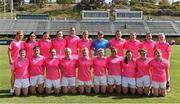 19 March 2016; The 2015 All Star team, back row, from left, Tracey Leonard, Galway, Sinead Goldrick, Dublin, Ciara Hegarty, Donegal, Aimee Mackin, Armagh, Aine Tighe, Leitrim, Cora Staunton, Mayo, Linda Martin, Monaghan, Annie Walsh, Cork, Rena Buckley, Cork, Caroline Kelly, Kerry and Vera Foley, Cork, with front, from left, Geraldine Conneally, Galway, Niamh McEvoy, Dublin, Geraldine McLaughlin, Donegal, Valerie Mulcahy, Cork, Carla Rowe, Dublin, Briege Corkery, Cork, Aislinn Leonard, Kerry, Linda Wall, Waterford, Marie Ambrose, Cork and Sinead Finnegan, Dublin. TG4 Ladies Football All-Star Tour, 2014 All Stars v 2015 All Stars. University of San Diego, Torero Stadium, San Diego, California, USA. Picture credit: Brendan Moran / SPORTSFILE