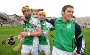 17 March 2010; Colin Fennelly, left, James 'Cha' Fitzpatrick and Ger Fennelly, Ballyhale Shamrocks, celebrate after the game. AIB GAA Hurling All-Ireland Senior Club Championship Final, Ballyhale Shamrocks v Portumna, Croke Park, Dublin. Picture credit: Brendan Moran / SPORTSFILE