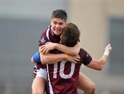 17 March 2010; John Egan, left, Westmeath, celebrates with his team-mate Paul Sharry, after victory over Laois. Cadbury Leinster GAA Football Under 21 Semi-Final, Westmeath v Laois, Cusack Park, Mullingar, Co. Westmeath. Picture credit: David Maher / SPORTSFILE