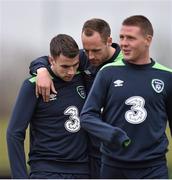 21 March 2016; Republic of Ireland players, from left, Seamus Coleman, David Meyler and James McCarthy during squad training. Republic of Ireland Squad Training. National Sports Campus, Abbotstown, Dublin. Picture credit: David Maher / SPORTSFILE