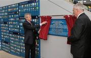 18 March 2010; Officially opening the GAA Club Wall outside the GAA Museum, from left, Páraic Duffy, Ard Stiúrthóir, and Uachtarán CLG Criostóir Ó Cuana. Croke Park, Dublin. Picture credit: Brendan Moran / SPORTSFILE