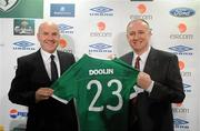 18 March 2010; New Republic of Ireland Under-23 manager Paul Doolin, left, after a press conference to announce his appointment with Fran Gavin, Director of the Airtricity League. FAI Headquarters, Abbotstown, Dublin. Picture credit: Brendan Moran / SPORTSFILE