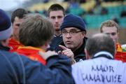 17 March 2010; Carlow manager Luke Dempsey speaks to his players before the game. Cadbury Leinster GAA Football Under 21 Semi-Final, Carlow v Dublin, Dr Cullen Park, Carlow. Picture credit: Matt Browne / SPORTSFILE