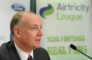 18 March 2010; Fran Gavin, Director of the Airtricity League, speaking at the announcement of Paul Doolin as Republic of Ireland Under-23 manager. FAI Headquarters, Abbotstown, Dublin. Picture credit: Brendan Moran / SPORTSFILE
