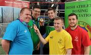 24 March 2016; Ireland's Olympic boxers have come out in force to show their support for Special Olympics Ireland ahead of the charity’s annual Collection Day next month on Friday, April 22nd. The boxers, who rank as some of Ireland’s most promising medal hopes at this summer’s Rio Olympics, welcomed athletes from Team Ireland to the Irish Athletic Boxing Association’s, IABA, High Performance Boxing Unit in Dublin yesterday, Wednesday 23rd. The boxers called on members of the public to dig deep on Collection Day, which is proudly supported by eir, as the charity seeks to raise €650,000 in 24 hours on April 22nd. Pictured are, from left to right, Mark Duffy, Tallaght, Co. Dublin, Special Olympics Bronze medallist in 11-a-side football, Keith Butler, Walkinstown, Co. Dublin, Special Olympics 800m Swimming Gold Medallist and fifth place in the 1500m Open Water, Joe Ward, Moate, Co. Westmeath, European Champion and World Light-Heavyweight Silver Medallist, Paddy Barnes, Belfast, Co. Antrim, European Champion, Commonwealth Gold Medallist and twice Olympic Bronze Medallist, and David Oliver Joyce, Athy, Co. Kildare, Senior Lightweight Champion and APB Boxer. Boxing High Performance Unit, Dublin. Picture credit: Seb Daly / SPORTSFILE