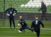 24 March 2016; Republic of Ireland goalkeepers Darren Randolph, centre, David Forde, left, and Rob Elliot during squad training. Aviva Stadium, Lansdowne Road, Dublin. Picture credit: Cody Glenn / SPORTSFILE