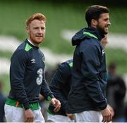 24 March 2016; Republic of Ireland's Stephen Quinn and Shane Long,  during squad training. Aviva Stadium, Lansdowne Road, Dublin. Picture credit: David Maher / SPORTSFILE