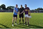 1 June 2016; Referee Peter Burke with Dublin captain Shane Barrett and Wexford Liam Ryan before the Bord Gáis Energy Leinster GAA Hurling U21 Championship, Quarter-Final, between Wexford and Dublin in Innovate Wexford Park. Photo by Matt Browne/Sportsfile